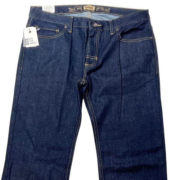 Vans Off the Wall Slimbo Denim Jeans Women 32x32 Dark Blue Slim Fit Low Rise New - Picture 3 of 10